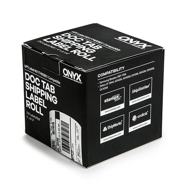 ONYX Products<sup>&reg;</sup> 4" x 8 1/4" UPS DocTab Shipping Label Rolls, 250 Labels/Roll