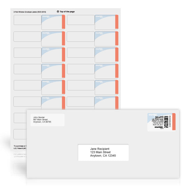 2Part Postage and Return Address Labels Supplies Store