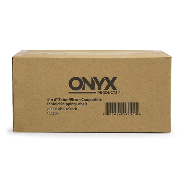 ONYX Products<sup>&reg;</sup> 4" x 6" Zebra/Eltron Compatible Fanfold Shipping Labels, 2000 Labels/Stack