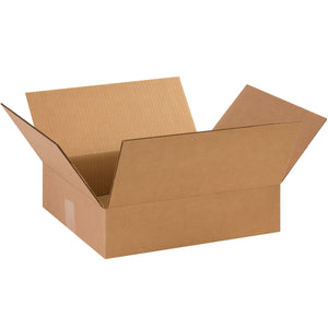 Flat Corrugated Boxes, 14 3/8" x 12" x 3 1/2"