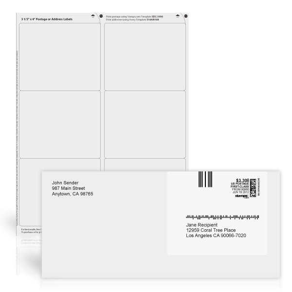 Blank 4 Square Paper Label, White