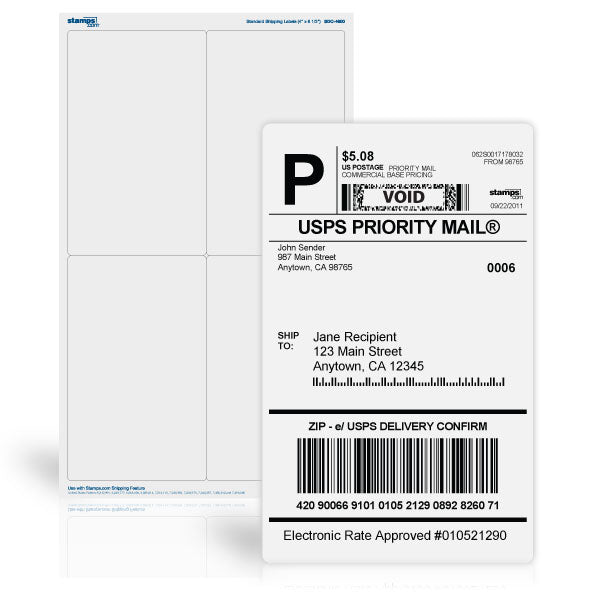 Shipping Labels w/ Paper Receipts Permanent Adhesive