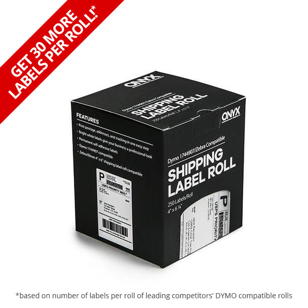 ONYX Products® 4 x 6 1/4 DYMO Compatible Shipping Label Rolls, 250 Labels/Roll  – Stamps.com Supplies Store