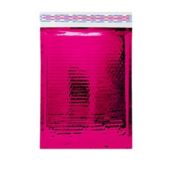Size (#1) 7.25"x11" Metallic Glamour Hot Pink Bubble Mailer with Peel-N-Seal