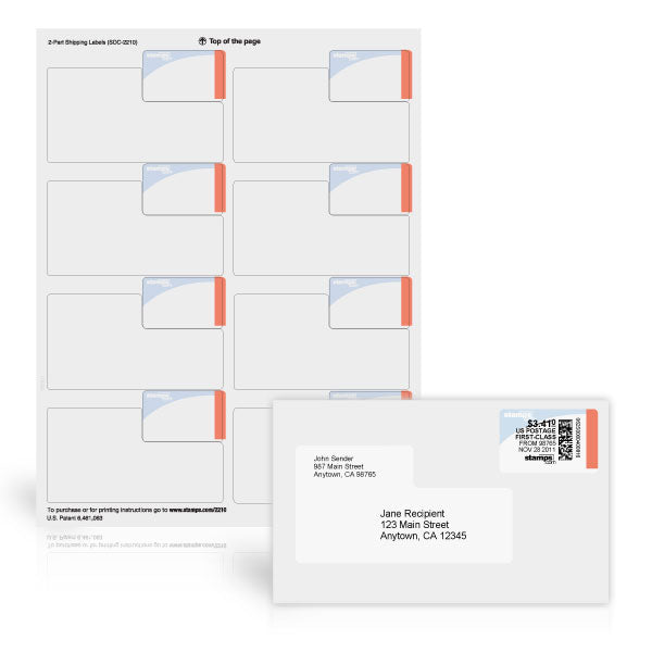 2Part Postage, Delivery and Return Address Labels